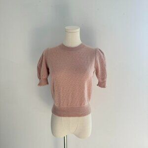 Frame Ruched Sleeve Cashmere Wool Sweater In  Pink | Womens Size Small